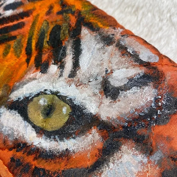 SOLD Hand-Painted Tiger’s Eye Quilted Wallet ‘Staring Contest’ - Picture 5 of 15
